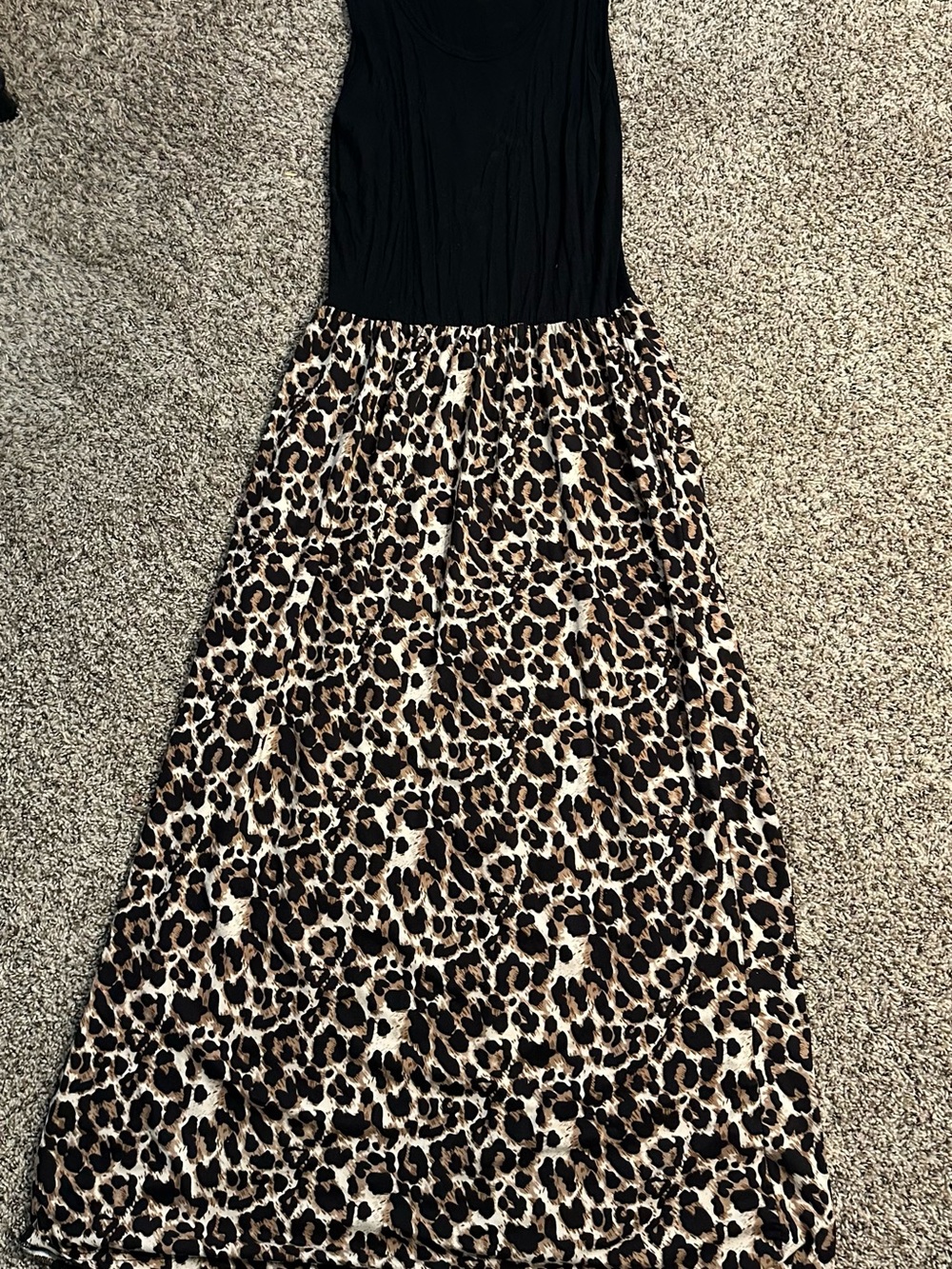 Black Tank Top Maxi Dress with Leopard Print Skirt